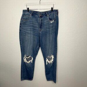 American Eagle Comfort Stretch Waistband Distressed Mom Jean Size 18 Regular #51